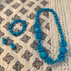 Blue Necklace, bracelet, and earring set.